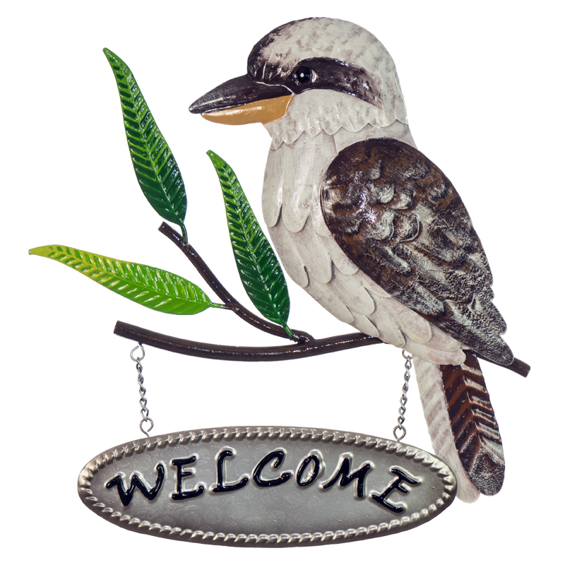 Kookaburra with Hanging Welcome Sign