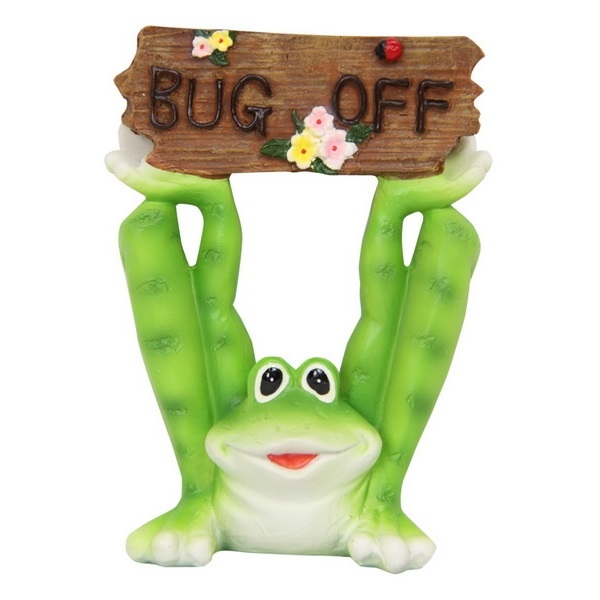 Frog Holding 'Bug Off' Sign