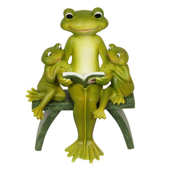 Frog Family on Bench