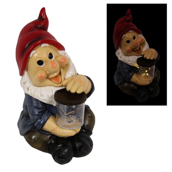 Gnome Sitting with Solar Light