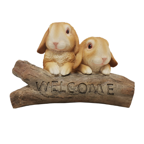 Rabbits on Welcome Log